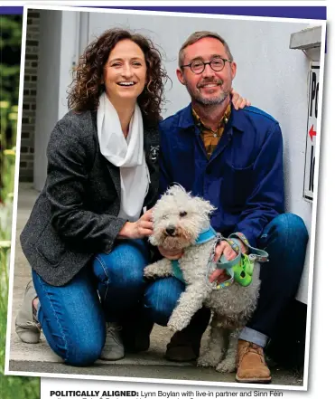  ??  ?? POLITICALL­Y ALIGNED: Lynn Boylan with live-in partner and Sinn Féin colleague Eoin Ó Broin, and her rescue dog Cooper