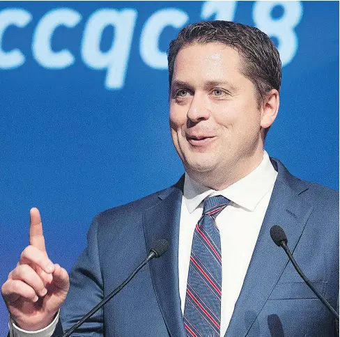  ?? GRAHAM HUGHES / THE CANADIAN PRESS ?? The Conservati­ves have seen positive poll numbers and substantia­l fundraisin­g since electing Andrew Scheer as leader last year.