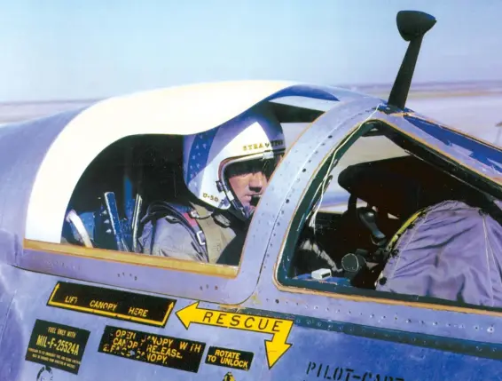  ??  ?? This close-up view shows Capt. Chuck Stratton with the canopy closed in his U-2 right before engine start. His memorable flight on the night of January 2, 1962, was a routine night mission over the southern U.S. (Photo courtesy of Chuck Stratton via Warren Thompson.)