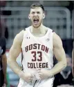  ?? AP ?? Boston College’s James Karnik reacts during the first half against Notre Dame on Saturday.