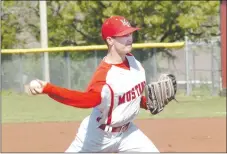  ??  ?? Side-armer Lakota Rose allowed just one run in six innings to lead the McDonald County Mustangs to a 2-1 win May 2 over Cassville at MCHS.