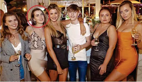  ??  ?? Getting away from it all: Miss O’Connor, circled, with a group of friends during their short break in Tenerife