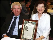  ??  ?? Patrick and Ann Howell from Redcross at the annual Coiste na Seana Ghael Awards in Ferrycarri­g Hotel on Sunday afternoon. Pat is a former St Aidan’s hurler.