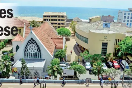  ??  ?? A bird’s eye view: Methodist College, Kollupitiy­a, extending from the Galle Road down to the sea. Pic by Indika Handuwala