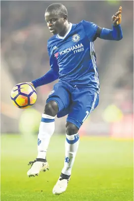  ?? Picture: Getty Images ?? SERIAL WINNER. Chelsea winger N’Golo Kante is on course to win two consecutiv­e Premier League titles after winning the league with Leicester last season.