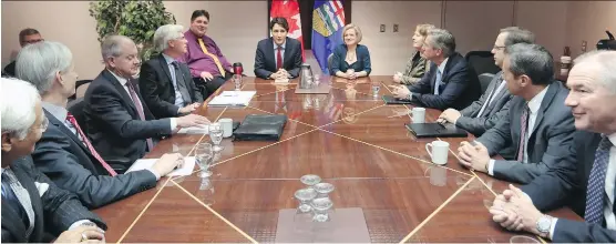 ?? GAVIN YOUNG ?? Prime Minister Justin Trudeau and Premier Rachel Notley meet with oil and gas producers at the Harry Hays Building in Calgary Thursday.