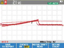  ??  ?? MOTOR SHAFT VOLTAGE SIGNAL WITH EVENTS TURNED OFF SHOWS ALL CAPTURED SIGNALS WITH PEAK-PEAK VOLTAGE READING.