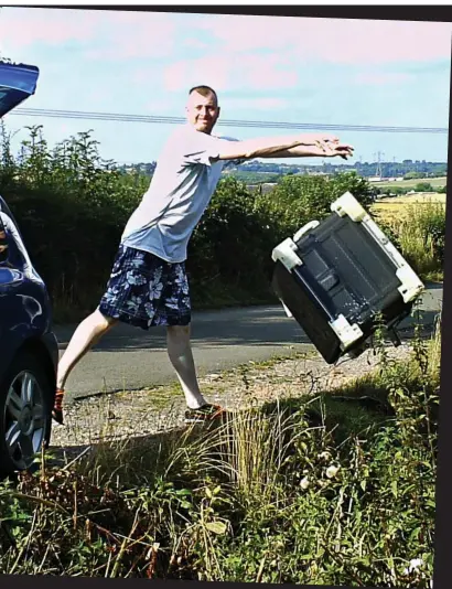  ??  ?? Brazen: A hidden camera captures Richard Weston fly-tipping a dishwasher