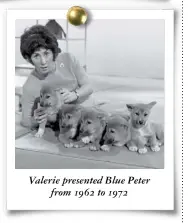  ??  ?? Valerie presented Blue Peter from 1962 to 1972