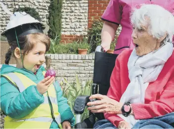  ??  ?? The Co-operative Childcare nursery visited Colten Care’s Wellington Grange care home in Chichester