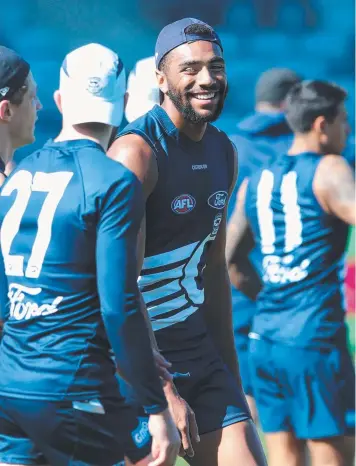  ?? Picture: ALISON WYND ?? HIGHLY RATED: Esava Ratugolea at Geelong training yesterday.