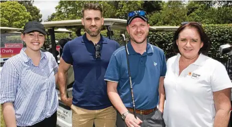  ?? Photos: Nev Madsen ?? CHARITY: Ready for the Heritage Golf Day are (from left) Reprise Digital Media’s Claire Overell, Nick Gregory and Andy Copeland with Heritage Bank’s Amanda Temperly.