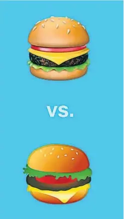  ??  ?? Diferencia­s. La hamburgues­a de Google es la del queso de abajo.