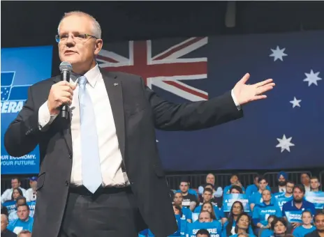  ?? Picture: GARY RAMAGE ?? Prime Minister Scott Morrison is turning the unwinnable election into a real scrap.