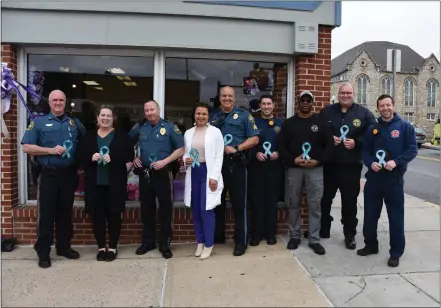  ?? SUBMITTED PHOTO ?? The City of Coatesvill­e Police Department partnered with West Chester Borough, Kennett Square Borough, and Phoenixvil­le Borough to hang teal ribbons in recognitio­n of sexual assault victims.