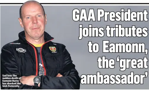  ??  ?? Sad loss: The sudden death of Eamonn Burns has shocked the GAA fraternity