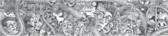  ?? ARTWORK BY BRIAN SELZNICK © 2018 BY SCHOLASTIC INC. ?? When lined up in order, the new “Harry Potter” jackets by Brian Selznick tell the story as a single piece of art.