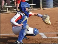  ?? ?? Caylen Crump sets a target behind the plate.