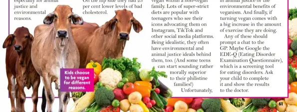  ?? ?? Kids choose to be vegan for different
reasons.