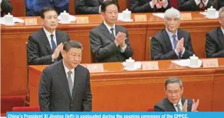  ?? ?? China’s President Xi Jinping (left) is applauded during the opening ceremony of the CPPCC.