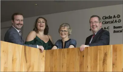  ??  ?? Launching a new three-year deal between PwC and Wexford Festival Opera are the winners of the 2018 PwC/Wexford Festival Opera ‘Emerging Young Artist’ Bursary - tenor Richard Shaffrey from Dublin (far left) and soprano Maria Hughes from Gorey (second from left) - with Jean Delaney, Partner, PwC and David McLoughlin, Chief Executive, Wexford Festival Opera.