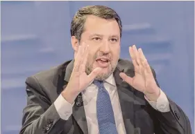  ?? LAPRESSE ?? a Porta a porta. Matteo Salvini, ministro alle Infrastrut­ture e vicepremie­r, ieri ospite della trasmissio­ne di Bruno Vespa