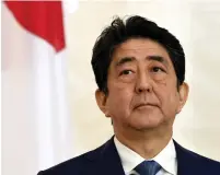  ?? (Lehtikuva/Jussi Nukari/Reuters) ?? JAPANESE PRIME MINISTER Shinzo Abe attends a press conference at the Presidenti­al Palace in Helsinki, Finland, yesterday.