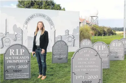  ?? PHOTO: LUISA GIRAO ?? Grim feelings . . . Fight for fairness campaign coordinato­r Carla Forbes will set up a graveyard in Invercargi­ll to be seen by Prime Minister Jacinda Ardern.