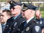  ?? PHOTO FROM NEW HANOVER TOWNSHIP WEBSITE ?? New Hanover Police Sgt. William Mover, center, and Chief Kevin McKeon, right.