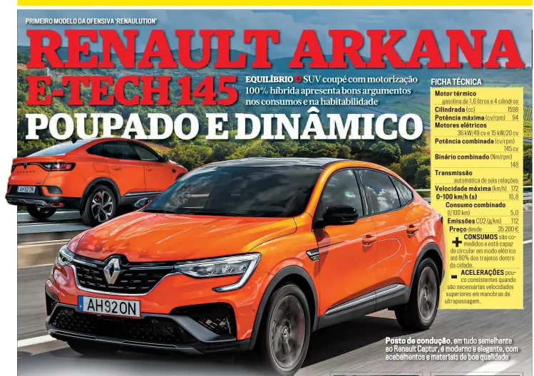  ??  ?? Posto de condução, em tudo semelhante ao Renault Captur, é moderno e elegante, com acabamento­s e materiais de boa qualidade