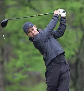  ?? NICK WASS/AP ?? Camilo Villegas hits off the 15th tee during the second round of the Wells Fargo Championsh­ip on May 6 in Potomac, Md.