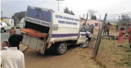  ?? Picture: SUPPLIED ?? BADLY DAMAGED: This health department vehicle smashed into a fence during a collision with another vehicle over the weekend