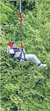  ?? ?? HIGH-FLYER: Fearless Francois-Marie Dibon smashed the world record for the most bungee jumps in 24 hours at Garry Bridge, near Killiecran­kie in Perthshire.