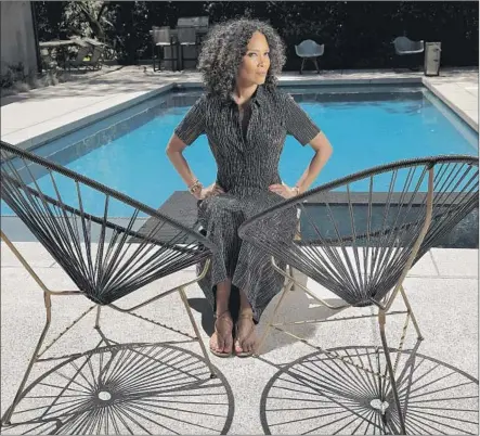  ?? Mel Melcon Los Angeles Times ?? “IT’S 90% truthful and 70% factual,” Mara Brock Akil, relaxing at home, says of show. Hubby Salim Akil’s take? “It’s ‘inspired by.’ ”