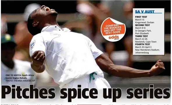  ?? PHOTO: THEMBA HADEBE/AP ?? ONE TO WATCH: South Africa bowler Kagiso Rabada. RUSSELL GOULD