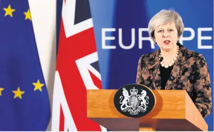  ??  ?? ■ Theresa May holds a press conference at the European Council during the two-day EU summit this week