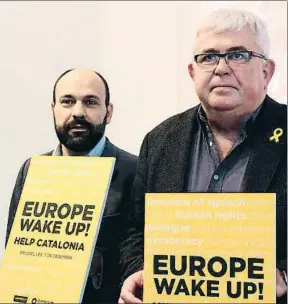  ?? BERNAT VILARÓ / ACN ?? ¡“Europa, despierta! Ayuda a Catalunya” es el lema de la manifestac­ión