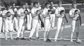  ?? Photo by Bob Parana ?? From l-r, Kaden Dennis, Domenic Allegretto, Dalton Stahli, Jefferson Freeburg, Caden Smiley, Camron Marciniak, and their Wilcox American Legion team opens play at the Region 8 Tournament in Albion at 10:30 a.m. on Friday.