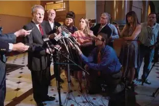  ??  ?? SPRINGFIEL­D: Illinois House Speaker Michael Madigan, D-Chicago, speaks with reporters after a leaders meeting at the Capitol. —AP