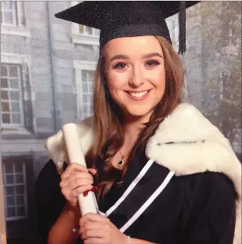  ??  ?? Ashleigh McCabe, Sandpit, daughter of Robert and Deirdre McCabe, graduated from Trinity with a BA degree in Irish and French and is currently undertakin­g her profession­al Master of Education in Trinity.