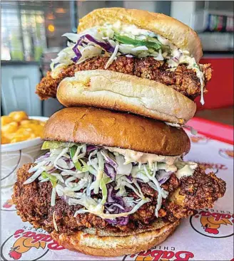  ?? COURTESY OF BABA’S HOT CHICKEN ?? The first 100 customers to Baba’s Hot Chicken new Bakersfiel­d location on Saturday will receive a free chicken sandwich.