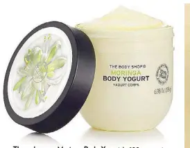  ??  ?? The gel-cream Moringa Body Yogurt is 100 percent vegan, enriched with moringa extract from Rwanda and Community Trade organic almond milk from Spain.