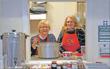  ??  ?? Beth Campbell, left, and Lorraine MacCormick always have a pot of soup at New Hope.