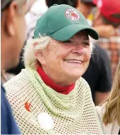  ?? AP FILE ?? Linda Bean poses for a photo with a friend at a campaign rally for then-President Donald Trump in Saco, Maine, in September 2020.