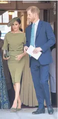  ??  ?? Britain’s Prince Harry and his wife Meghan, the Duchess of Sussex.