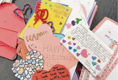  ?? Ned Gerard/Hearst Connecticu­t Media ?? Students from Trumbull Public Schools have created hundreds on hand-made cards that will be delivered to seniors around town on Valentine’s Day, seen here in Trumbull, Feb. 10.