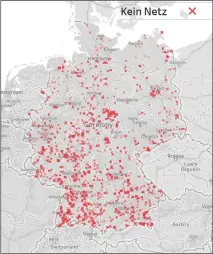  ??  ?? Es gibt viel zu tun Die roten Markierung­en bezeichnen Orte, an denen Smartphone-User waren, aber niemand je Empfang hatte.