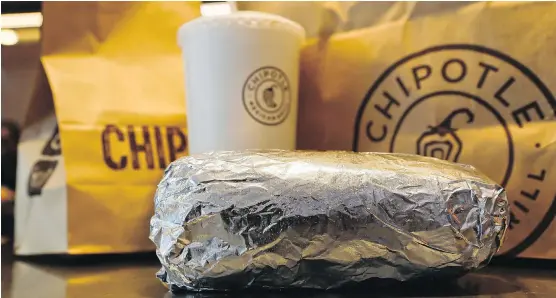  ?? PATRICK T. FALLON/BLOOMBERG FILES ?? Shares of Chipotle Mexican Grill jumped Wednesday on news of a change in the burrito chain’s leadership.