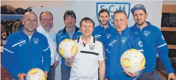  ?? FOTO: BW ?? Freuen sich über ihre Wahl in das Leitungste­am der Abteilung Fußball beim SCM (von links): Markus Karg, Gerhard Klank, Robert Schmid, Berti Müller, Timo Bauscher, Uwe Schulz und Markus Holzschuh.