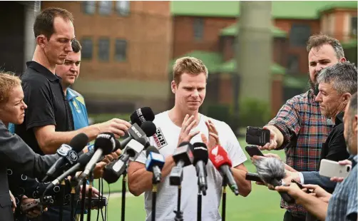  ?? — AFP ?? Hear me out: Former Australian cricket captain Steve Smith speaks during a press conference at the Sydney Cricket Ground in Sydney yesterday.